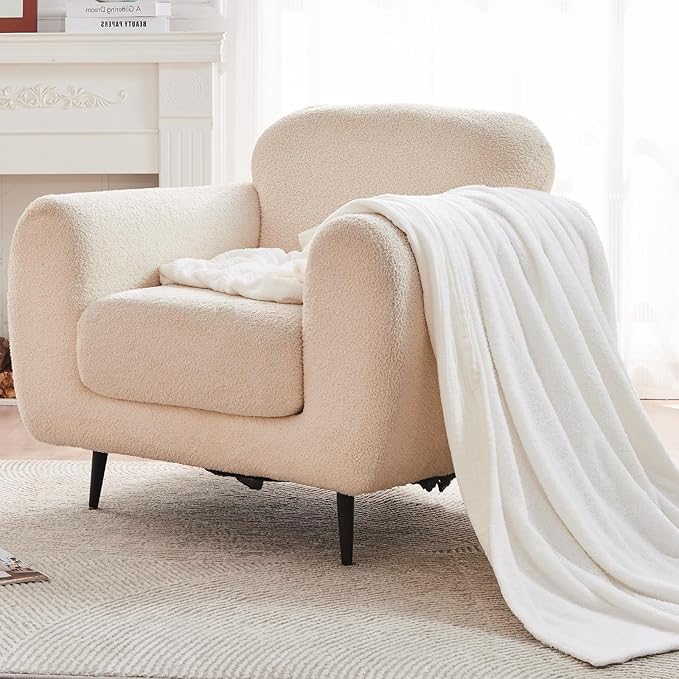 EMME Muslin and Fleece Queen Blanket Reversible - 80"*90" Cream Soft Warm Throw Blankets for Couch Bed Picnic Travel Bed-Ruum Studio Home