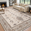 AMOAMI-Vintage Area Rug 8X10 Brown Rugs for Living Room-Soft Living Room Rug Non Slip Rugs for Bedroom Carpet Machine Washable Rug for Dining Room Bedside Office Room Decor-Ruum Studio Home
