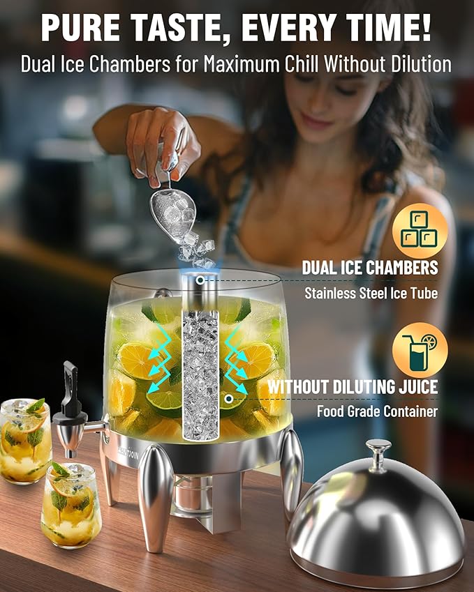 WantJoin Beverage Dispenser With Stand - 3.2 Gallon Drink Dispenser With Ice Core & Fuel Holder, Leakproof Spigot, Visible Container, Drink Dispenser For Cold & Hot Drink Parties Gathering Cafeteria-Ruum Studio Home