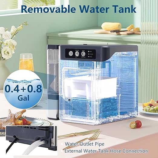 Nugget Ice Maker Countertop with 0.8Gal Removable Tank for Chewable Ice, 41Lbs/24H, One-Touch Fast Ice in 6 Mins, Self-Cleaning & Ultra Quiet for Home, Office, Party-Ruum Studio Home