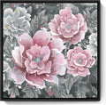 Pink Wall Art Bathroom Décor Modern Framed Floral Wall Picture Black and White Artwork Peony Flower Canvas Print for Bedroom Office Dining Room Décor Small-Ruum Studio Home