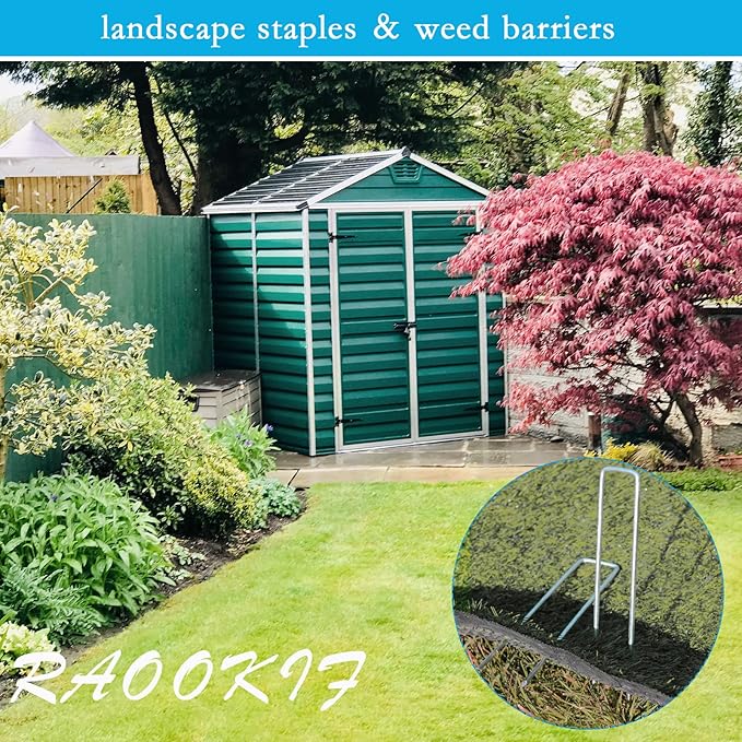 RAOOKIF 12 Inch Galvanized Garden Landscape Staples, 20/50/100/200Pcs Garden Metal Stakes, 11 Gauge Heavy Duty Ground Stakes for Decoration, Fence and Lawn Use, Fabric Pins (50, 12 Inch)-Ruum Studio Home