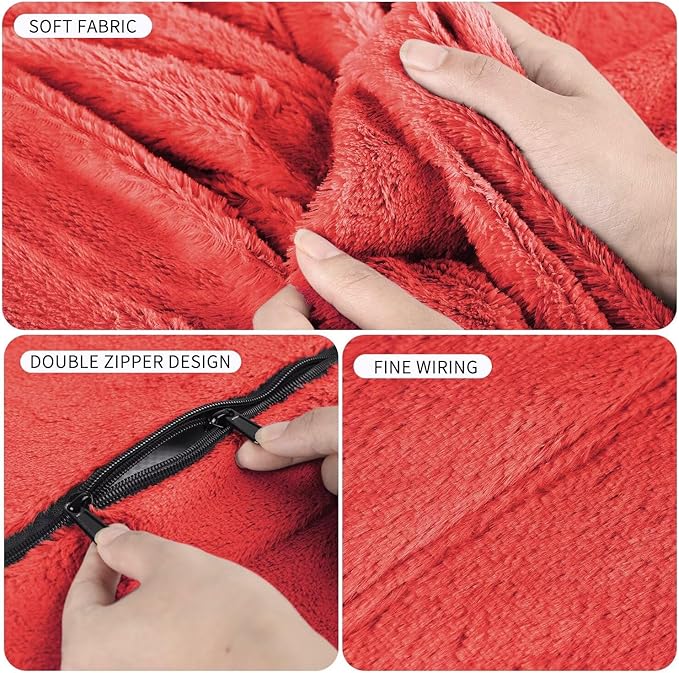 Bean Bag Chair for Adults 4FT,Soft Removable Cover for Teens/Girls Bedroom,Fluffy Giant Round Floor Beanbag Lounger Chairs (No Filler,Big Red)-Ruum Studio Home