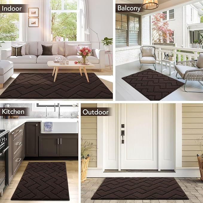 hicorfe Front Door Mat Outside Entrance,36"x59" Absorbent Muddy Dirt Resist Welcome Door Mats Outdoor Indoor,Stain and Fade Resistant,Non Slip Backing Entry Mat Doormat for Entryway(Coffee)-Ruum Studio Home