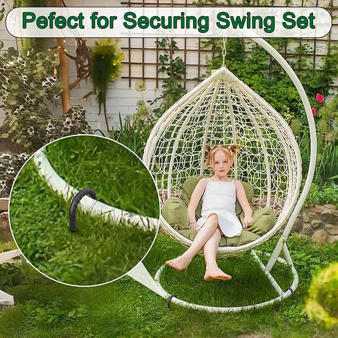 16 Inch Ground Rebar Stakes Heavy Duty J Hook Ground Anchors 40 Pack, Tent Stakes with Chisel Point End, Chain Link Fence Spikes for Bounce House, Gazebos and Outdoor Decorations Inflatables-Ruum Studio Home