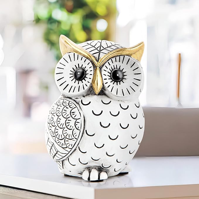 Owl Statue for Home Decor Accents,Owl Decor for Bookshelf Bedroom Living Room Office Table Desk Mantle TV Stand Boho Decoration,Modern Shelf Decor Accents Animal Sculptures for Birds Lovers,Owls Gift-Ruum Studio Home