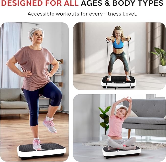 Hurtle Fitness Vibration Platform Machine - Home Gym Whole Body Shaker Exercise Machine Workout Trainer Fast Weight Loss w/Resistance Bands Easy Carry Wheel Remote Adjustable Speed-Ruum Studio Home