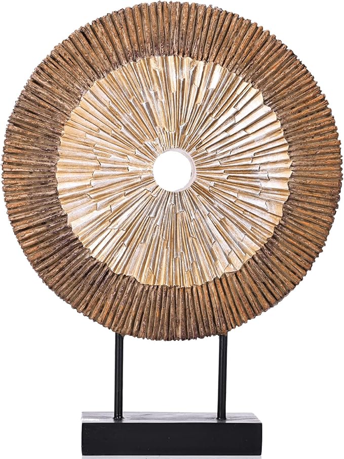 XMGZQ Wood Color Minimalist Round Statue Above Cabinet Decor Kitchen,Modern Decorative Sculpture Home Decorations for Living Room Coffee Table,Shelf Decor Items,Center Pieces Decoration for Table-Ruum Studio Home