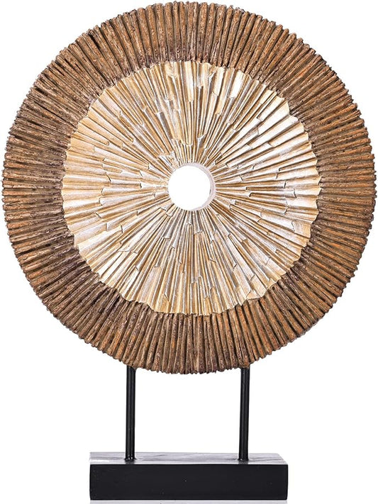 XMGZQ Wood Color Minimalist Round Statue Above Cabinet Decor Kitchen,Modern Decorative Sculpture Home Decorations for Living Room Coffee Table,Shelf Decor Items,Center Pieces Decoration for Table-Ruum Studio Home