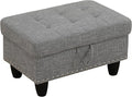 Ottoman Rectangular Storage Ottoman Bench, Flannel Footrest Stool Footstool with Lid for Living Room, Bedroom, Entryway, Gray, 29.1"x18.9"x17.3"-Ruum Studio Home
