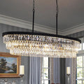 TOCHIC Crystal Chandelier 47 inch, 9 Lights Large Black Crystal Chandeliers for Dining Room, Modern Farmhouse Oval Chandelier Kitchen Island Lighting Fixture for High Ceiling, Living Room, Bar-Ruum Studio Home