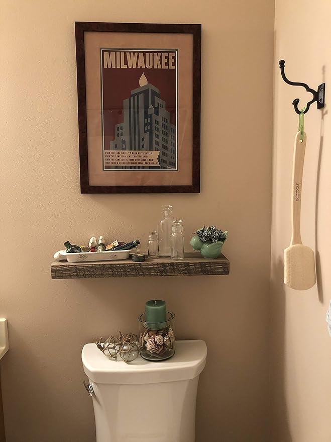 Joel's Antiques - 18 Inch Wooden Floating Shelves for Wall - 18x8x2 in - Made of Natural Wood - Short Heavy Duty Rustic Wall Shelves for Bedroom - Perfect for Living Room, Kitchen - Grey-Ruum Studio Home