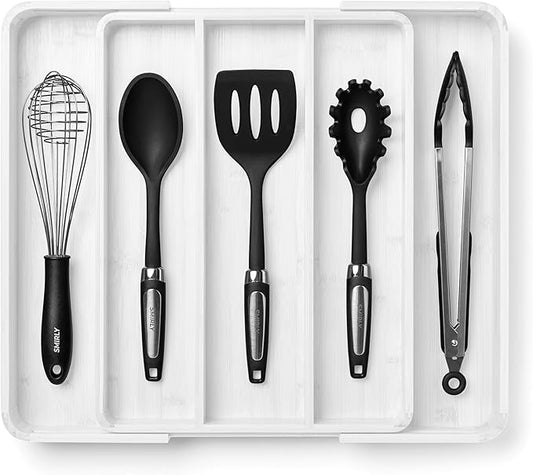 SMIRLY Silverware Drawer Organizer – Bamboo Kitchen Drawer Organizer, Adjustable Utensil Holder and Cutlery Tray, Drawer Dividers for Flatware and Kitchen Utensils-Ruum Studio Home