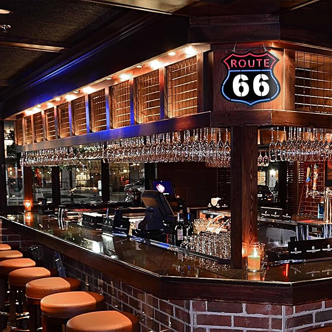 Ultrathin Route 66 Neon Sign Art Wall Lights for Bedroom Windows Glass Hotel Pub Cafe Wedding Birthday Party Gifts-Ruum Studio Home