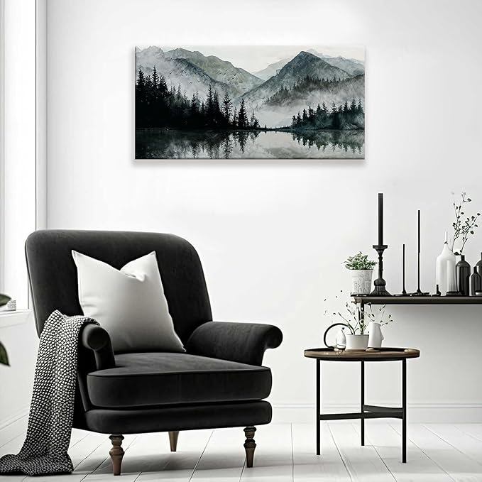 TAIJXAGSG Canvas Wall Art Decor Prints Natural Modern Wall Art Landscape Wall Decorations Mountain Lake View Artwork Pictures For Bedroom Kitchen Office Apartment Decorations 20"×40"-Ruum Studio Home