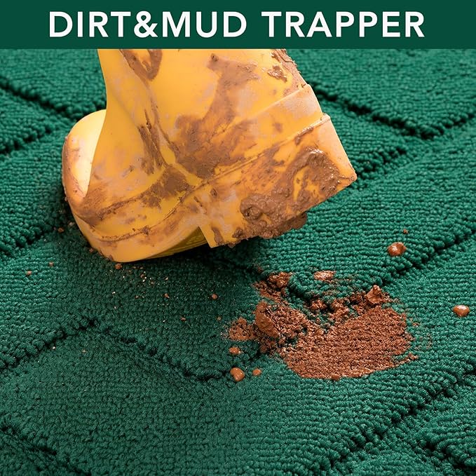 hicorfe Indoor Door Mat,Non Slip Door Mats,32"x48" Front Back Door Mat Rubber Backing,Absorbent Resist Dirt Entrance Inside Floor Mats for Entryway Washable Low-Profile(Evergreen)-Ruum Studio Home