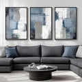 Large Framed Navy Blue and Grey Abstract Wall Art for Living Room, 3 Piece Modern Canvas Prints Paintings Artwork for Walls, Minimalist Abstract Pictures Wall Decor for Hallway Office Bedroom 24x36 In-Ruum Studio Home