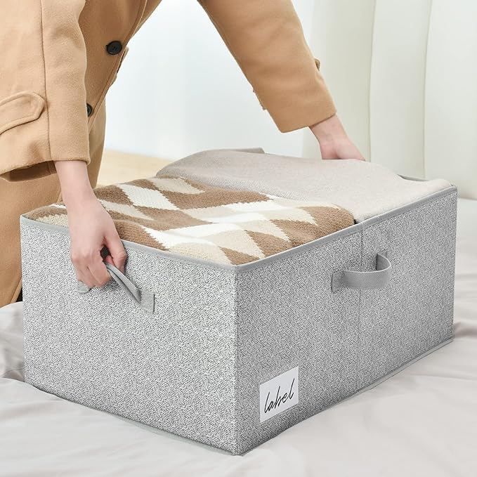 GRANNY SAYS Fabric Storage Bin with Lid, Decorative Storage Box, Extra Large Storage Baskets, Closet Organizer, Gray, 1-Pack-Ruum Studio Home
