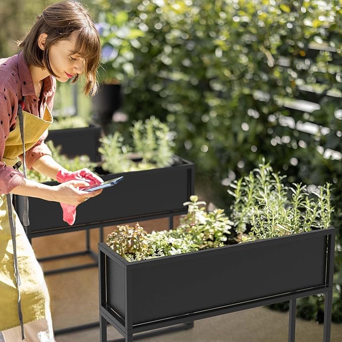 Cocoyard Elevated Planter Box - 28 Inch Durable Raised Garden Bed for Herbs and Flowers - Stylish Tall Rectangular Planter for Outdoor Plants & Backyard Gardening-Ruum Studio Home