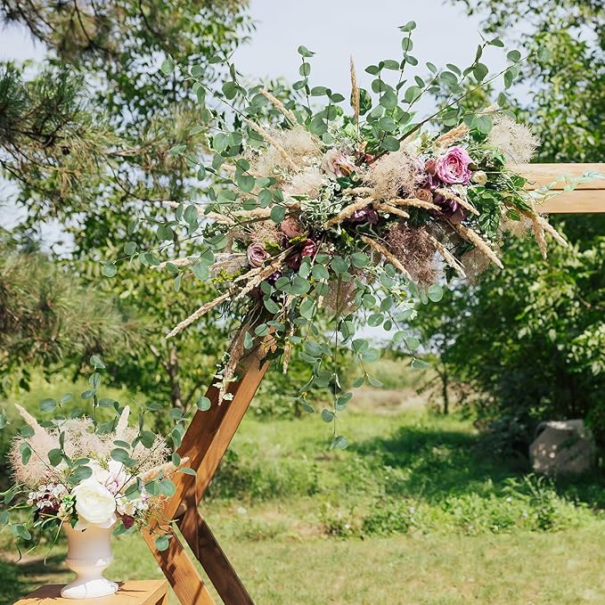 8Pcs Faux Eucalyptus Stems, 27" Artificial Eucalyptus Plants with White Frosted Coating, Fake Eucalyptus Decor Silk Greenery Leaves for Wedding Bouquets Home Decor DIY Floral Arrangements-Ruum Studio Home