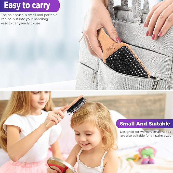 Hair Brush Boar Bristle Hair Brushes for Women Curly Hair, Best Paddle Detangling Brush Detangler for Girls Kids,Smooth Hair Add Shine-Ruum Studio Home