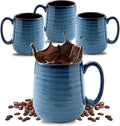 Hasense Coffee Mugs Set of 4, 15 Ounce Porcelain Mug Set with Handle for Morning Coffee Tea and Cocoa, Ceramic Coffee Cups with Beautiful Glaze for Men, Women, Navy-Ruum Studio Home