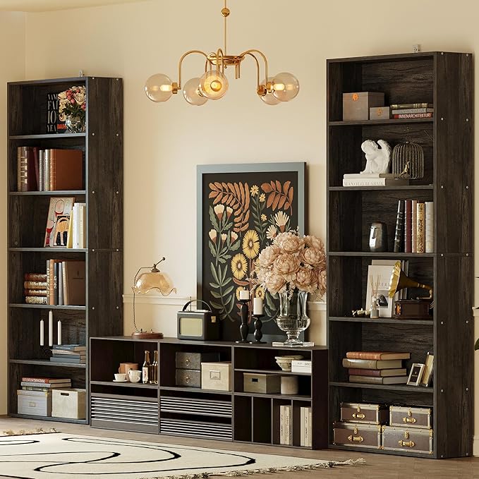 IRONCK Bookshelves and Bookcases Set of 2 Floor Standing 6 Tiers Display Storage Shelves 70 in Tall Bookcase Home Decor Furniture for Home Office, Living Room, Bed Room-Ruum Studio Home