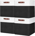 13x13 Cube Storage Bins, Collapsible Fabric Storage Box, 4 Pack Closet Baskets with Handles for Organizing, Shelf, Toys, Clothes, Home, Office, Nursery (Black&White)-Ruum Studio Home