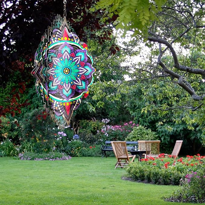 Hanging Wind Spinners for Yard and Garden Mandala Purple Star,Kinetic Wind Spinners Outdoor Worth Gift Christmas Decorations,12Inch Stainless Steel Wind Spinner for Outdoor&Indoor Decor-Ruum Studio Home