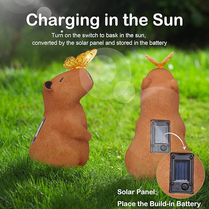 Attivolife Garden Solar Outdoor Statues Capybara Light, Outside & 7 Color Change Lamp, Patio Easter Ornament for Lawn Balcony Porch Yard Art Decor, for Mom Grandma-Ruum Studio Home