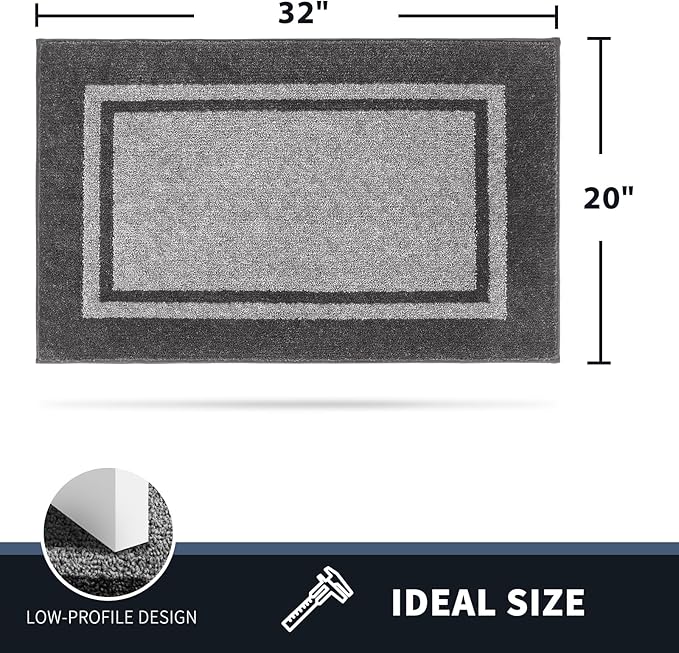 PURRUGS Dirt Trapping Door Mat 20" x 32", Non-Slip/Skid Machine Washable Entryway Rug, Shoes Scraper, Area Rug, Super Absorbent Welcome Mat for Muddy Wet Shoes and Paws, Light Grey & Dark Grey-Ruum Studio Home