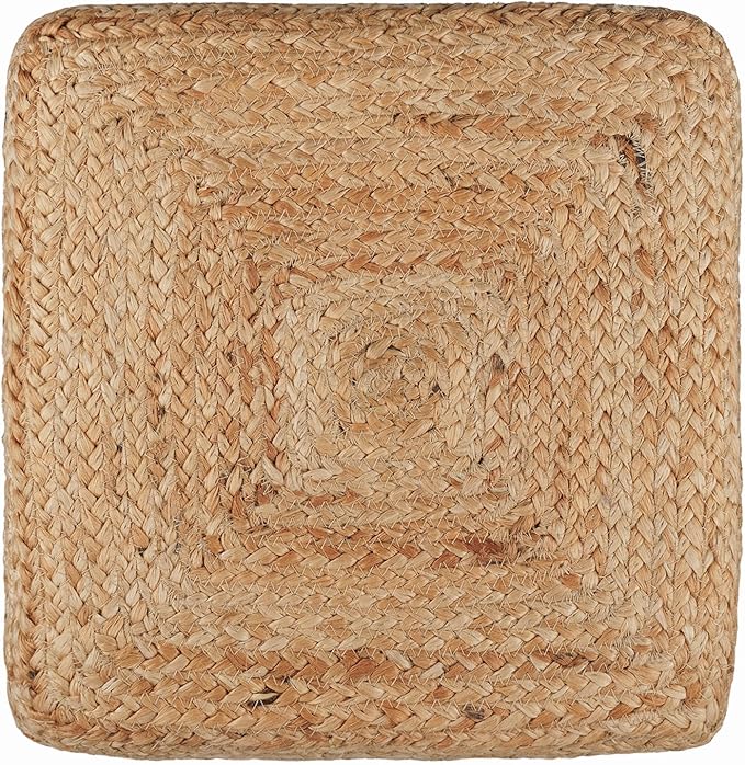 REDEARTH · Cube Pouf Foot Stool Ottoman - Jute Braided Pouffe Poof Accent Sitting Footrest for The Living Room, Bedroom, Nursery, Patio, Lounge & Other Rooms, Set of 2(14.5”x14.5”x16”; Natural Gray)-Ruum Studio Home