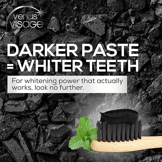 Venus Visage Activated Charcoal Toothpaste for Whitening - Effective Teeth Whitening Toothpaste for Surface Stains - Peppermint Flavor (3.7 oz/105 g)-Ruum Studio Home