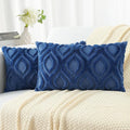 decorUhome Fall Throw Pillow Covers 12x20 Inch Set of 2, Soft Plush Decorative Faux Fur Dark Blue Solid Couch Pillow Covers, Accent Farmhouse Neutral Lumbar Euro Pillow Cases for Sofa Bed Living Room-Ruum Studio Home