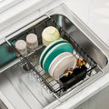 Expandable Dish Drying Rack in Sink, Adjustable Stainless Steel Rustproof Grip Handles Dish Rack Over The Sink, Dish Strainer with Drying Tray & Utensil Holder-Ruum Studio Home