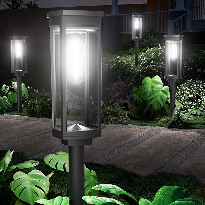 4 Pack Solar Pathway Lights Outdoor, Modern Super Brightness LED Path IP65 Waterproof Garden Lights Solar Powered Landscape Lighting for Outside Yard Garden Driveway Walkway-Ruum Studio Home