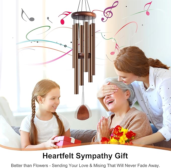 Large Aluminium Wind Chimes 37 Inches to Create a Zen Atmosphere Suitable for Outdoor, Garden, Patio Decoration. Classic Wind Chimes with Wind Catcher Suitable as A Gift for Unisex(Coffee)-Ruum Studio Home