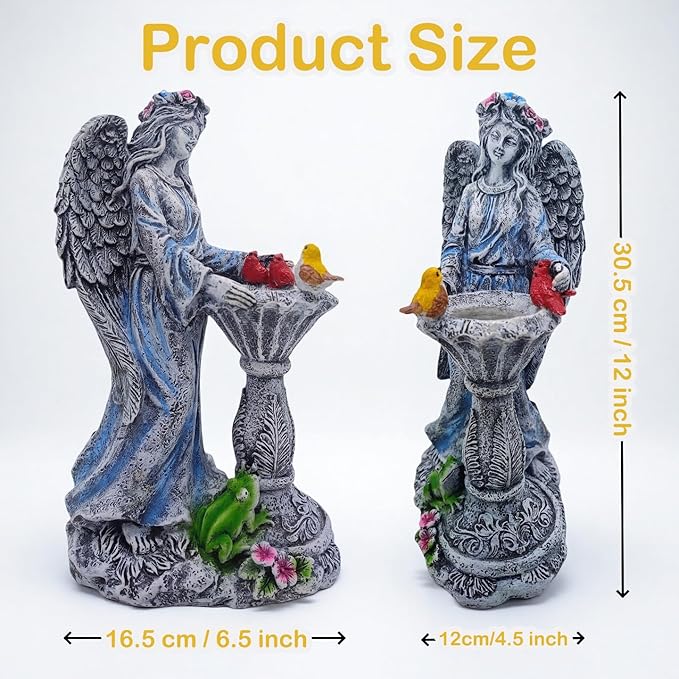 Mrocioa Solar Outdoor Garden Decor Angel Statue Light with Color Changing Birdbath, Waterproof Led Home Decor Figurine Lights for Yard Patio Front Porch, Housewarming Gifts for Thanksgiving Christmas-Ruum Studio Home
