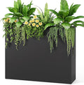 Stoog 38" Metal Tall Rectangular Planter - All-Weather Planter Box for Indoor/Outdoor Use, with Removable Insert Shelf, and Modern Design for Plants, Flowers, Garden, Black-Ruum Studio Home
