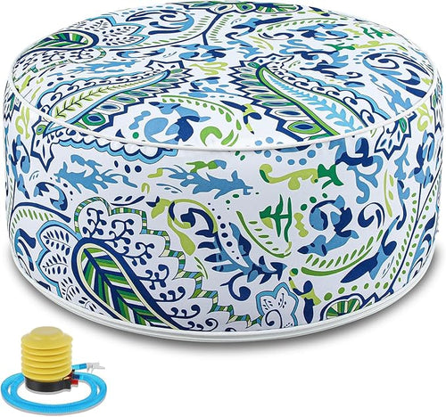 1 Pack Outdoor Inflatable Ottoman Waterproof Inflatable Pouf Foot Rest with Handle D21 x H9 Portable Outdoor Foot Rest for Patio Garden Camping or Home-Ruum Studio Home