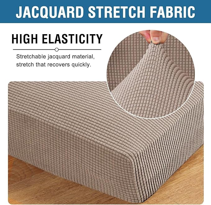 H.VERSAILTEX Super Stretch Individual Chaise Cover Sectional Couch Covers for L Shaped Sofa Both Left/Right Featuring Thick Jacquard Textured Twill Fabric (1 Piece Chaise Cover Large, Sand)-Ruum Studio Home