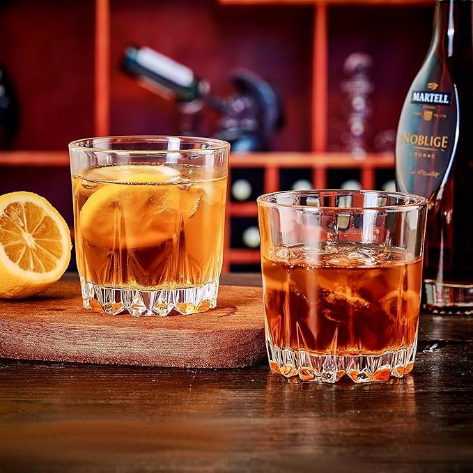 Whiskey Glasses Set of 4,Lead-Free Crystal Old Fashioned Glass,Scotch Glass Tumblers for Drinking Bourbon,Cognac,Irish Whisky,Whisky Glass Gift Set for Men,Dad,Brother-10oz-Ruum Studio Home