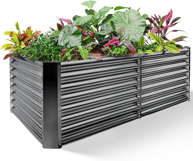 Land Guard 6×3×2 ft Galvanized Raised Garden Bed Kit, Galvanized Planter Raised Garden Boxes Outdoor, Large Metal Raised Garden Beds for Vegetables(Grey)…-Ruum Studio Home