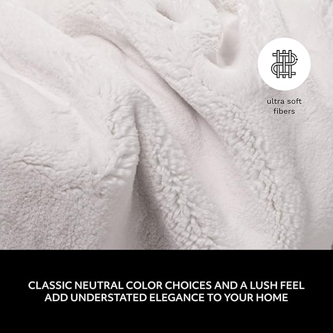 Mon Chateau Luxury Ultimate Plush Faux Fur Throw with 6cm Foldover for Couch, Sofa, or Bed - Plush Ultra Soft Blanket for Sleeping or Home Décor, 60" x 70" (Foldover Ivory)-Ruum Studio Home