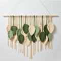Macrame Wall Hanging Boho Wall Tapestry Handmade Woven Leaf Wall Decor Crochet Wall Art for Home Office Apartment (Green, 51.2" W x 34.3" L)-Ruum Studio Home