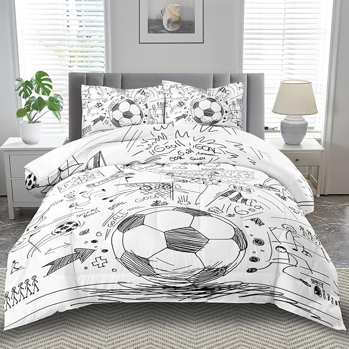 Football Sports Comforter Sets for Boys Twin,Soccer Comforter Sport Bedding for Boys Room,Gaming Bed Soccer Bedding Twin Set,Games Quilt Bedroom Bed Decor Kids and Teen-Ruum Studio Home