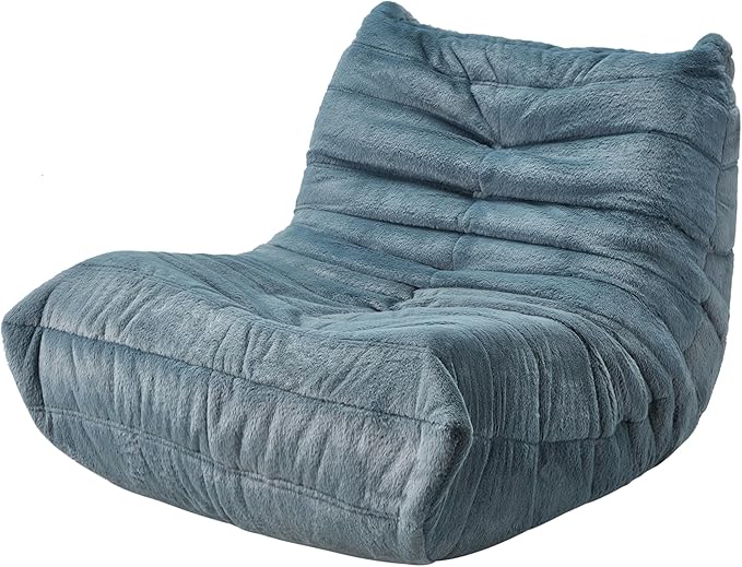 Bean Bag Chairs for Adults Giant Bean Bag Chair Memory Foam BeanBag Chair Big Bean Bag Sofa with Filler Faux Fur Fireside Beanbags Lazy Sofa for Living Room Bedroom Dorm Office (Bluegrey Plush)-Ruum Studio Home