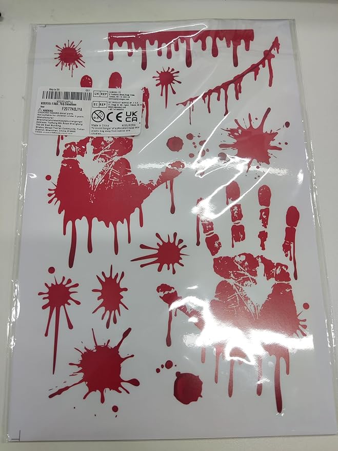 NEBURORA 6 Sheets Terror Bloody Handprint Footprint PVC Window Stickers Spooky Wall Decal and Floor Stickers for Halloween Decorations Party Decorations-Ruum Studio Home