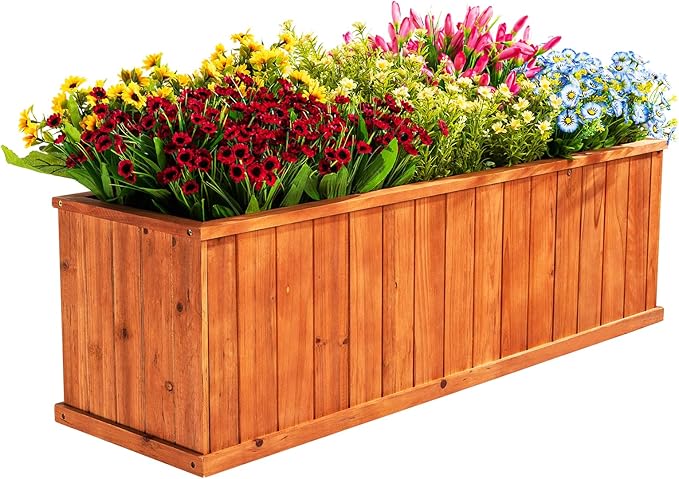 IDZO Wooden Window Box 40 in, Spacious Wooden Planter Boxes with Convenient Drainage Holes, Durable Oil Coated Window Box for Flowers & Plants, Decor Garden, Balcony, Backyard, Easy Assembly-Ruum Studio Home
