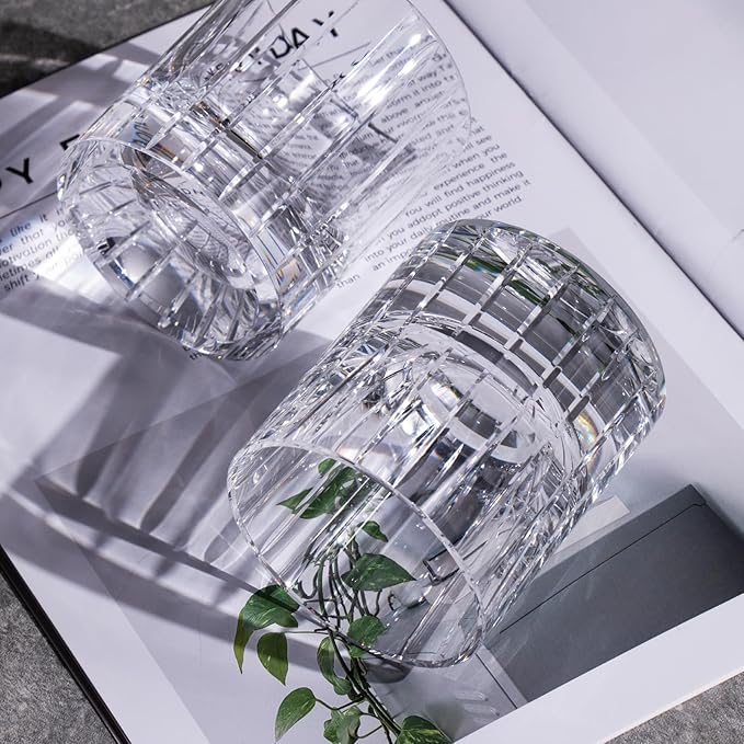KAMMAK Crystal Whiskey Glasses Set of 2, Handcrafted 6.43oz Old Fashioned Glasses Stemless, Luxury Hand Blown Cocktail Glasses, Scotch Cup for Women, Men Gift for Bourbon Barware, Home Bar-Ruum Studio Home